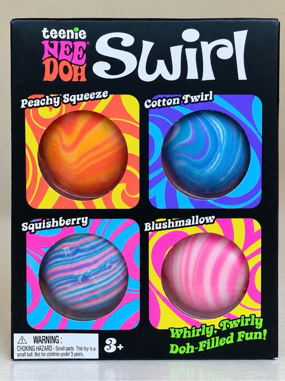 Schylling Teenie NeeDoh Swirl 4 Pack Mini Squishy Fidget Sensory Toy New in Box